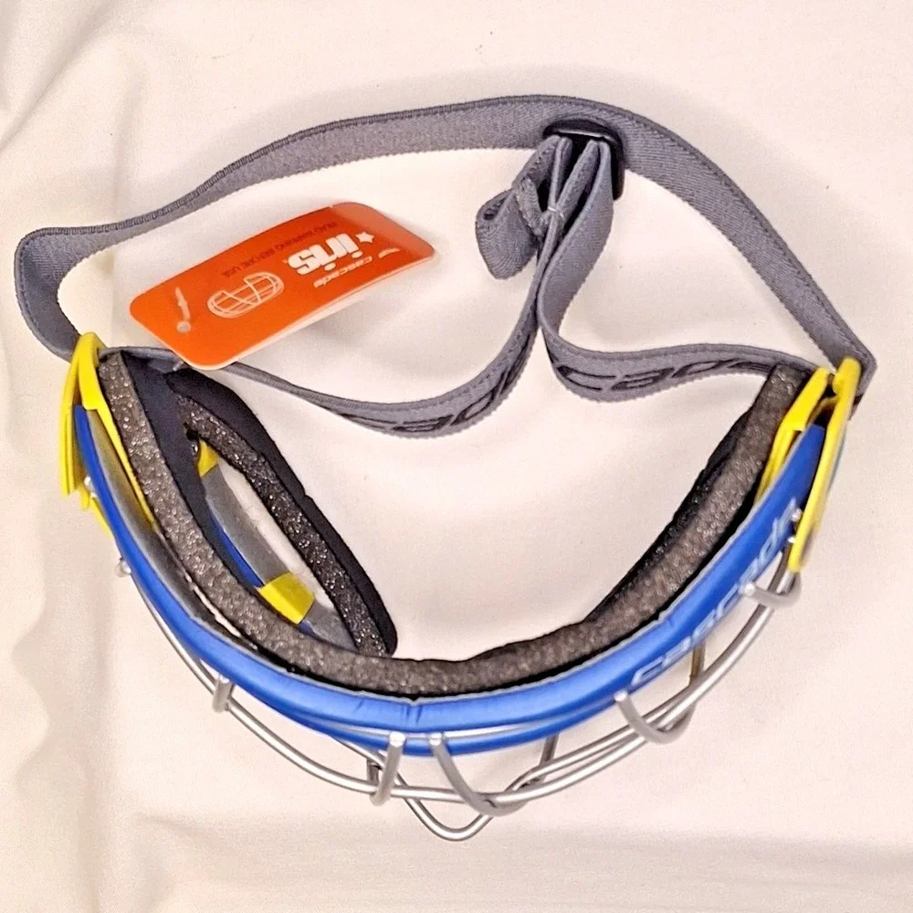 New Cascade Iris Adult Lacrosse Face Mask Adjustable Straps Goggles Blue Yellow